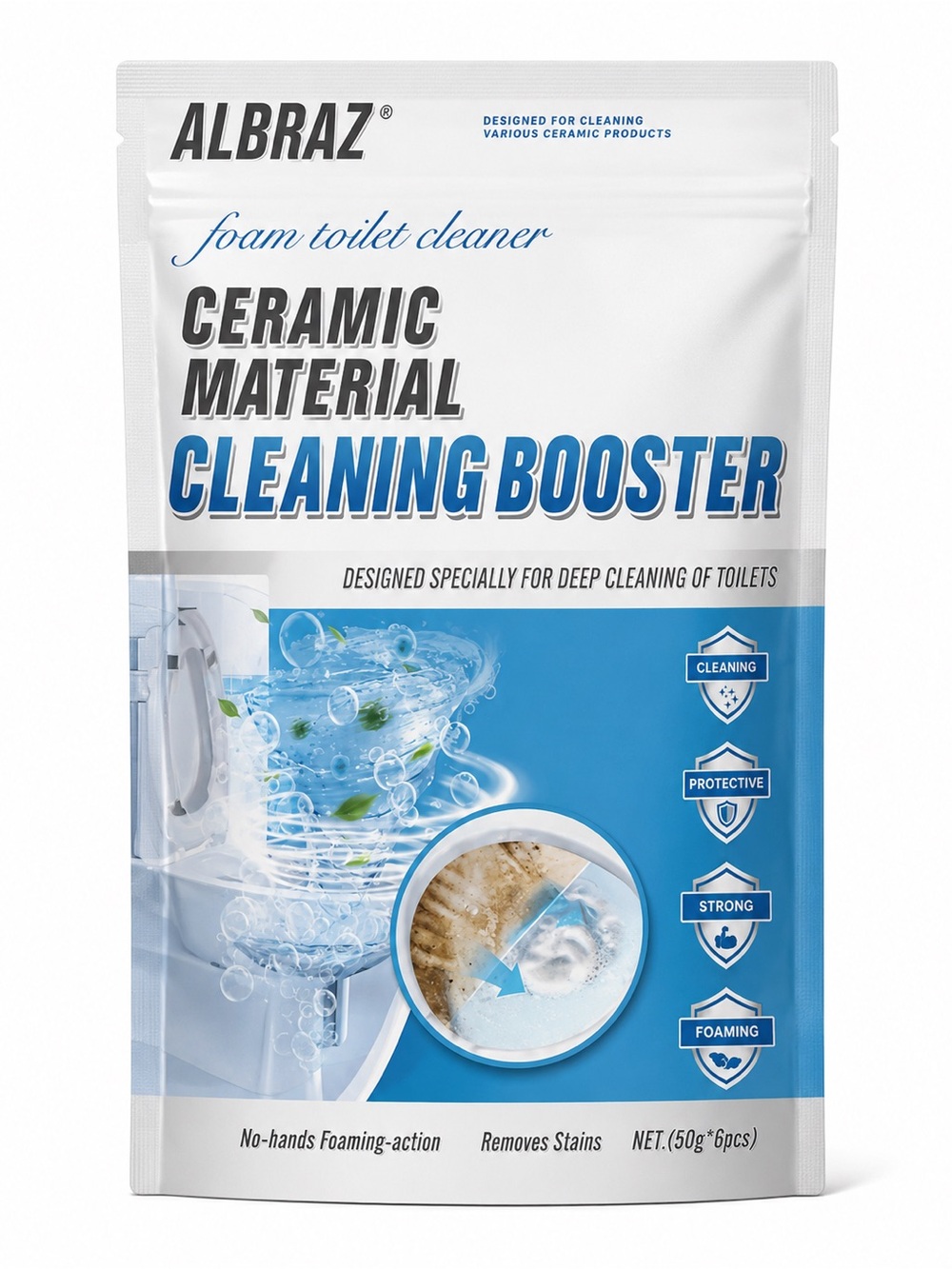 Albraz Blue Ceramic Cleaning Booster Foam Toilet Cleaner